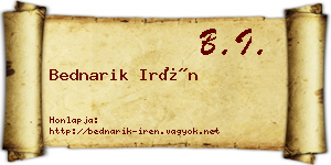 Bednarik Irén névjegykártya